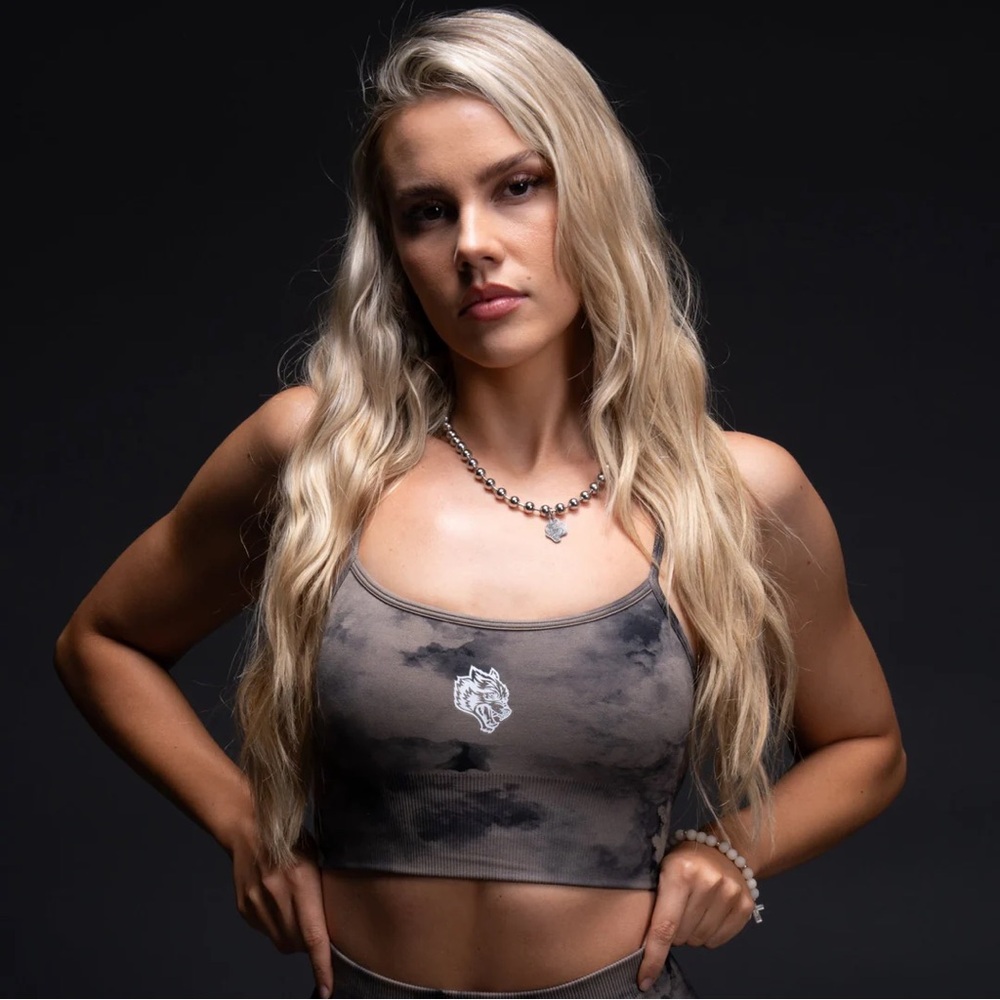 NWT DarcSport "EVERSON SEAMLESS" HUXLEY BRA IN TAUPE GHOST CLOUDS